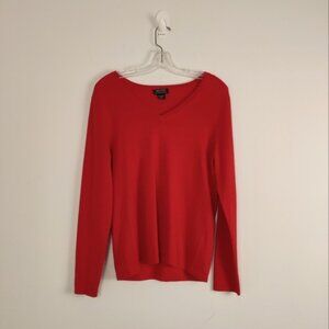 Women's Lord Taylor Red Merino Wool Sweater - Size L